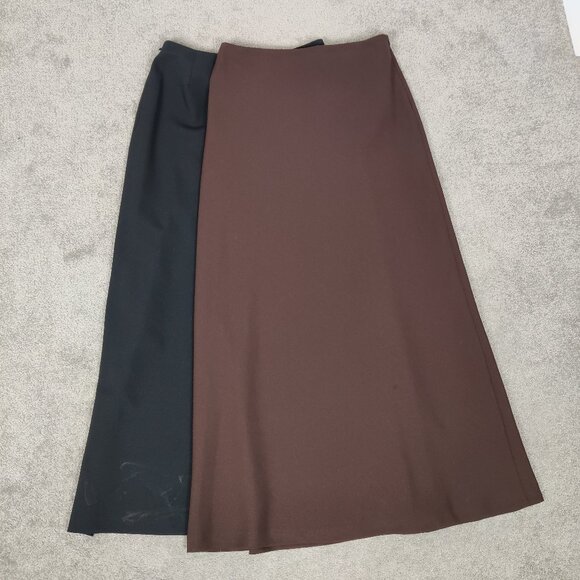 Zara Basic Women's 2 Pcs Skirt Size 8 Black Brown Business Casual Old Money Chic - Picture 2 of 11